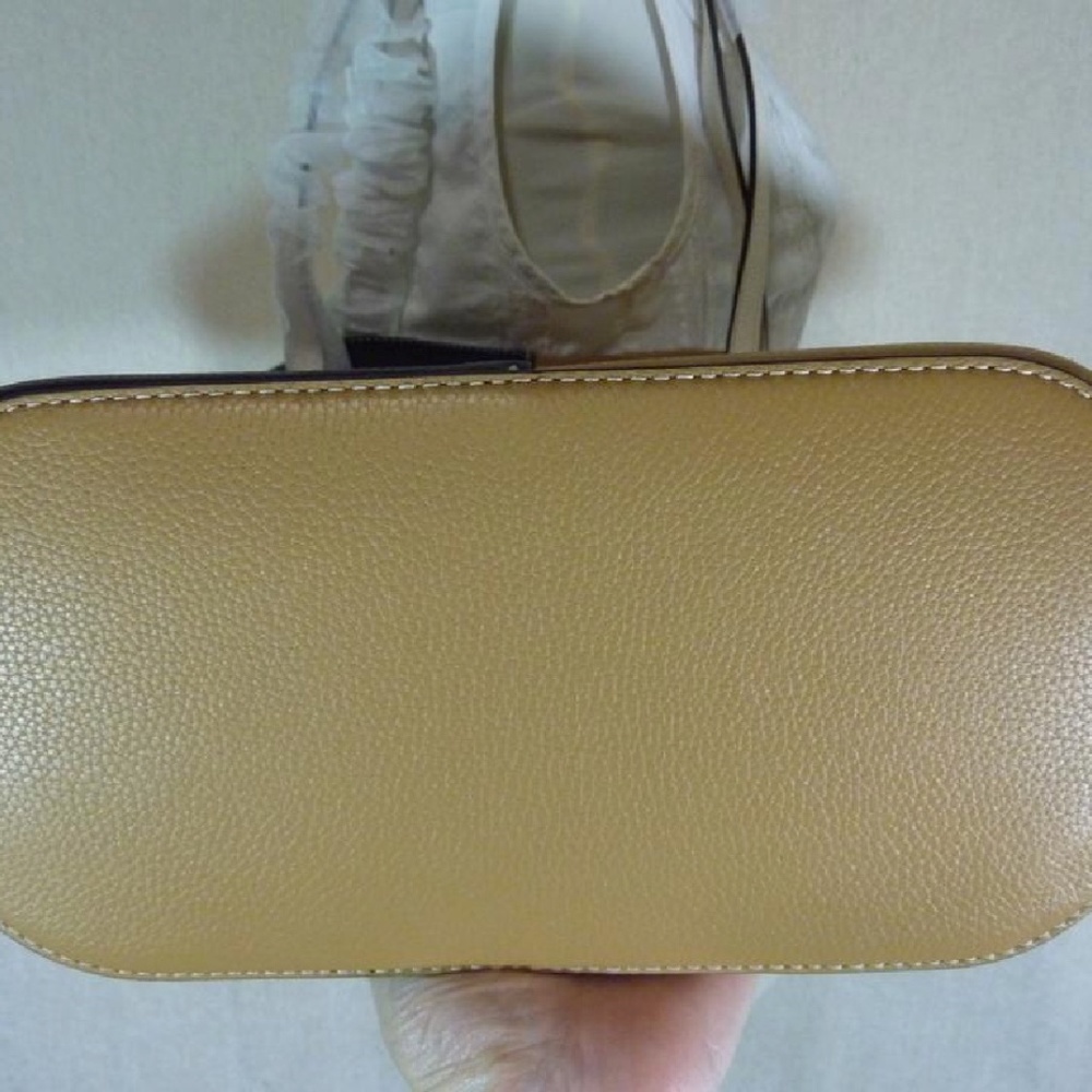 NEW Tory Burch McGraw Tiramisu Tan/Black Color Block Large Leather Tote Bag - Picture 11 of 14